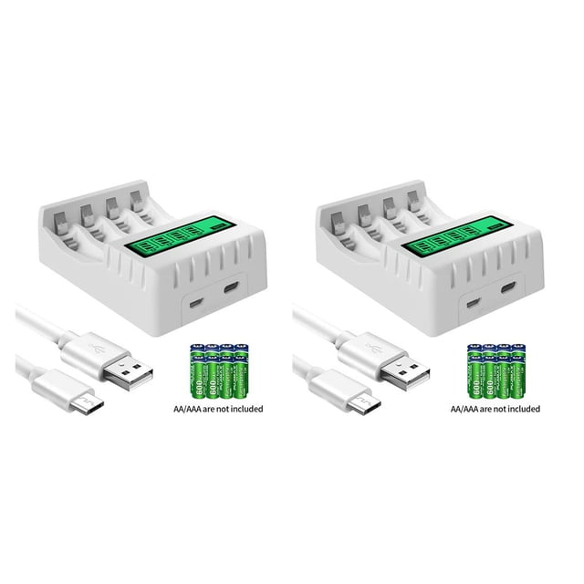 Cateissary Estación de Protección de salida Cargadores de pantalla LCD recargables de plástico Accesorios de alimentación multifuncionales blanco 2Conjunto