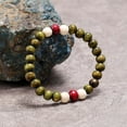 thumbnail image 3 of Nvzi Pulsera elástica con cuentas de madera para hombre, color verde, 3 of 4