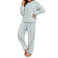 thumbnail image 5 of Tnhcen Women's Heart Print Flannel Sleepwear Set - Thermal Winter Long Sleeve Pajama Set with Elastic Waist Pants Plus Size M-2XL Cozy Loungewear, 5 of 5