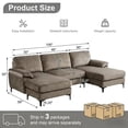 thumbnail image 2 of Howcool 106" U-Shaped Sectional Sofa, 4 Seat Modular Couch with Double Chaise, Polyester Blend Upholstered Modern Living Room Furniture with Metal Legs, Khaki(Thick Sponge), 2 of 10