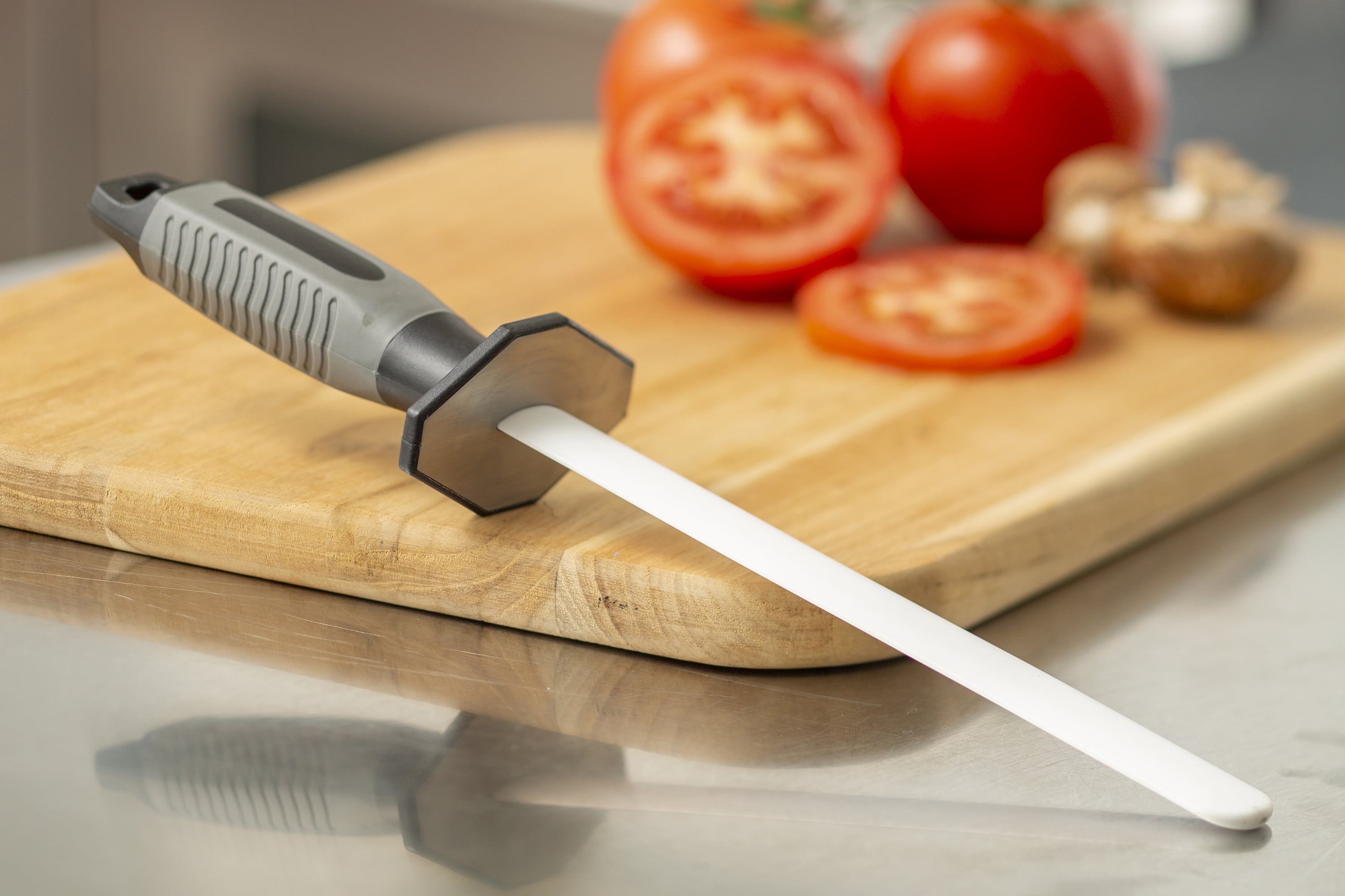 Kitchen IQ 8-Inch Oval Ceramic Rod Knife Sharpener