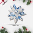 thumbnail image 3 of Christmas Decorations for Tree, Chinoiserie Poinsettia Floral Picks, Artificial Christmas Flower Stems, Elegant Holiday Tree Ornament for Wreath Garland Vase Home Decor,Light Blue, 3 of 7