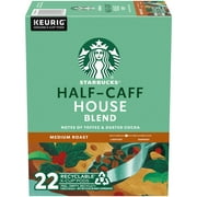 Starbucks Medium Roast, Half-Caff House Blend K-Cup Coffee Pods, 22 Count K Cups