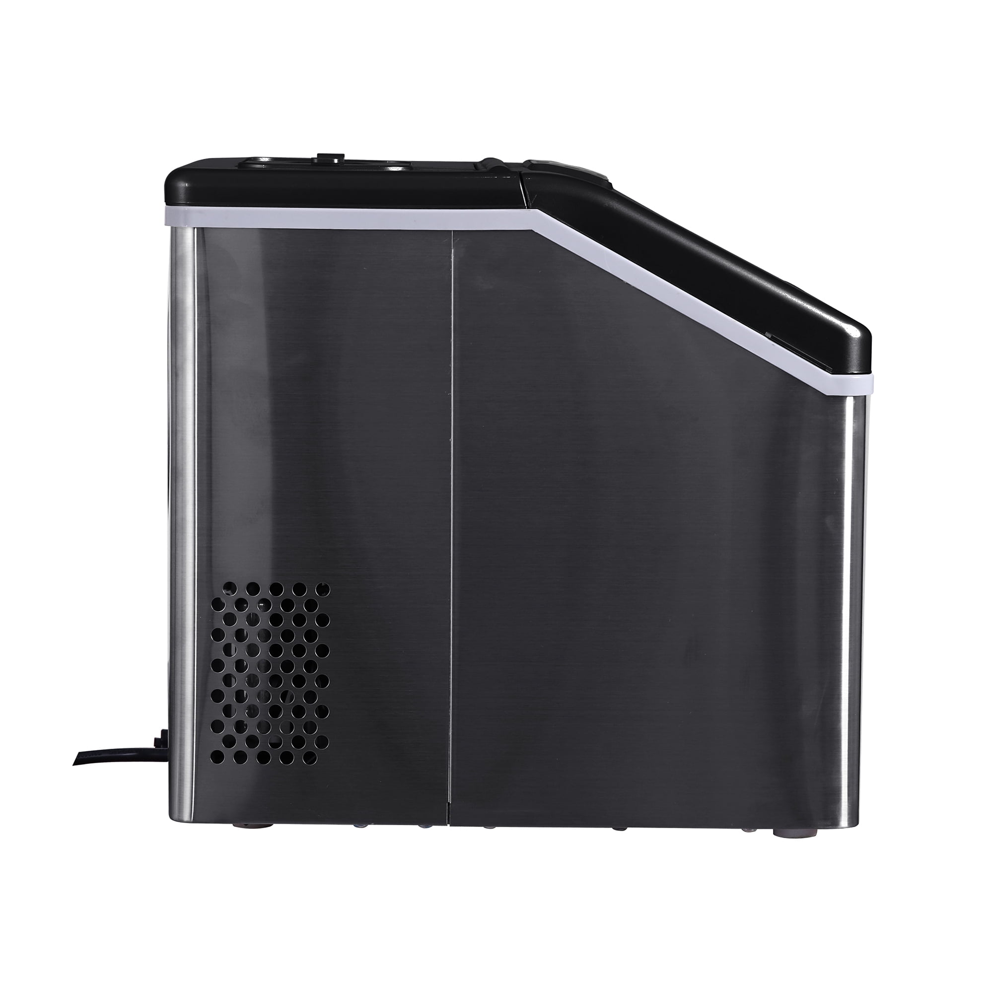 Lowestbest Portable Compact Countertop Ice Maker with Ice Scoop and Basket, Stainless Steel Automatic Ice Maker for Countertop, Black Electric Ice Cube Maker for Home Office