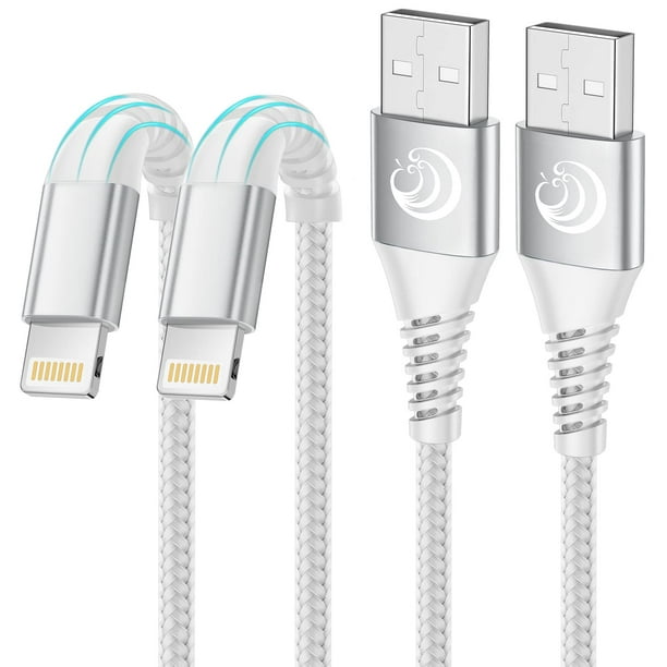 Cable iPhone [1m+1m/Lot de 2] Cable Chargeur iPhone Certifié MFi Cable  Lightning avec Connecteur Résistant Fil Charge Rapide Compatible avec iPhone  13/12/11/Pro Max/XS/XR/X/8/7/7Plus/6s/6/5/SE2020 