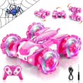 thumbnail image 1 of Spider - Coche de Control Remoto, Doble Cara Giratoria de 360° 4WD Todoterreno RC Acrobacias con Luces Frías, 2.4Ghz para Interiores y Exteriores Juguetes Recargables para Niños 4-6, 6-12 (Rosa), 1 of 3