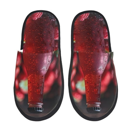 Balery Berry Infused Refreshment Slient Indoor Furry Fleece Comfort House Shoes Soft Non-Slip Home Shoes Cotton slippers House Slippers-- Large