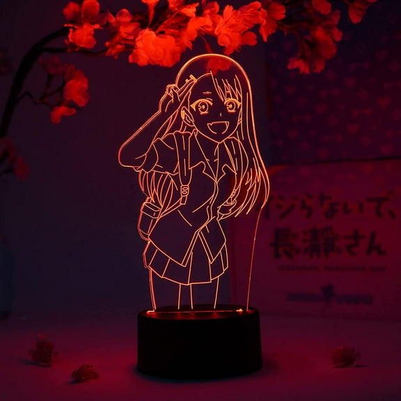 Nagatoro Happy Otaku Lamp – Don't Toy with Me, Miss Nagatoro – Anime Lamp Figure Night Light, 16 Color RGB LED – Remote, 3D Anime Room Décor Gift