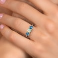 thumbnail image 4 of Gem Stone King 925 Silver and 10K Yellow Gold Simulated White Opal and Persian Blue Moissanite Engagement Ring for Women | 1.50 Cttw | Round Cabochon 5MM | Gemstone October Birthstone | Size 9, 4 of 6