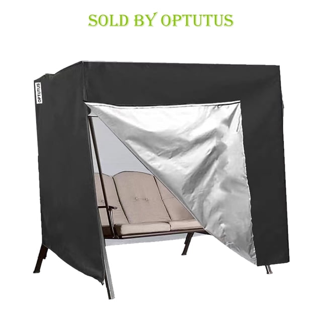 OPTUTUS Funda para Columpio Exterior, Funda para Hamaca de 3 Plazas, Funda Impermeable para Columpio de Patio de 87 Pulgadas, Toldo para Columpio Deslizante de Jardín Negro