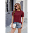 thumbnail image 2 of Camisetas de Corta con Encaje para Mujer, Estilo Ejecutivo, Color Rojo Vino, Talla L, 2 of 9