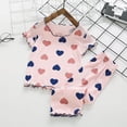 thumbnail image 2 of HIPYLO 2 Piece Sets Girls Loungewear Outfits Cute Ruffle Trim Toddler Girl Summer Casual Clothes Set Crew Neck Tshirts and Shorts/Pants Girls Clothes, 2 of 7