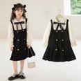 thumbnail image 3 of Vestido de niña de invierno grueso, elegante, de moda, estilo universitario, vestido de princesa, conjunto de dos piezas falso para niños grandes, 3 of 6