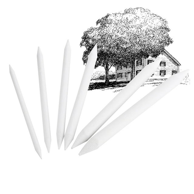 6Pcs Double Head Paper White Pen for Sketching, Great for Plaster Sketch, Achieve Light and Shade Effects with 6 Different Sizes, Made of Compressed Paper