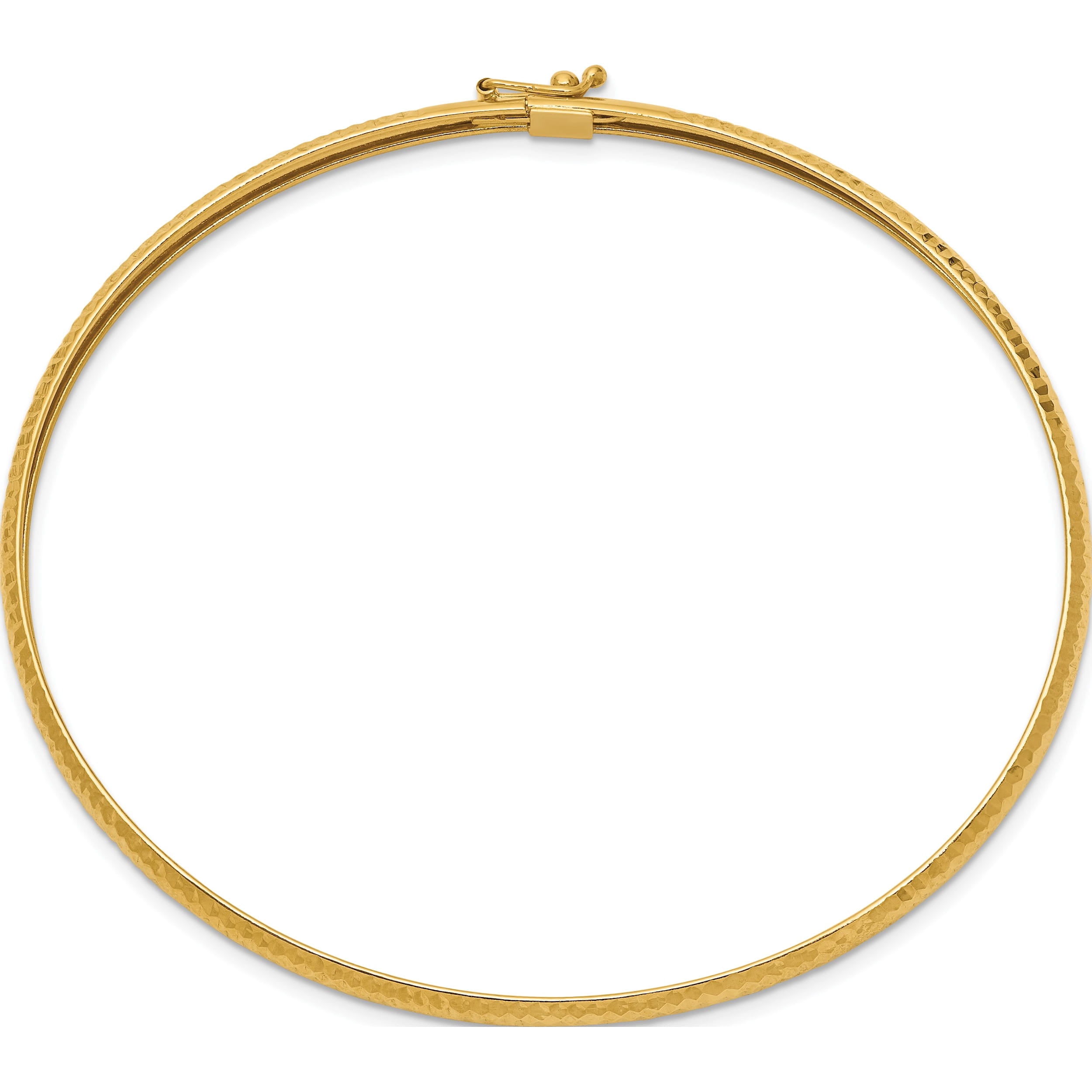 10K Yellow Gold Textured Flexible Bangle (Width 4) (Length 7.5) - Jbsp