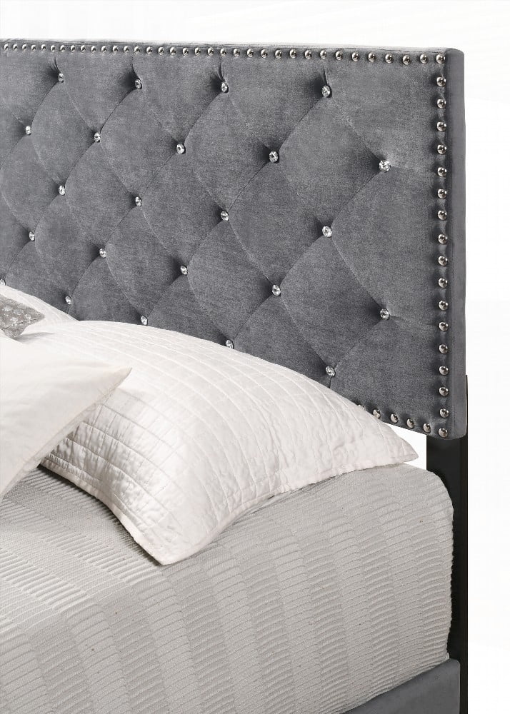 King Size Solid Wood Platform Bed Frame with Gray Finish for Modern Living