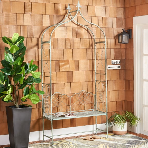 SAFAVIEH Eloise Outdoor Patio Arbor Bench, Antique Green