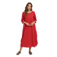 thumbnail image 2 of Women's Dress Long Sleeve Casual Plus Size Dress Solid Loose Casual Crewneck Long Dress,S-5XL, 2 of 7