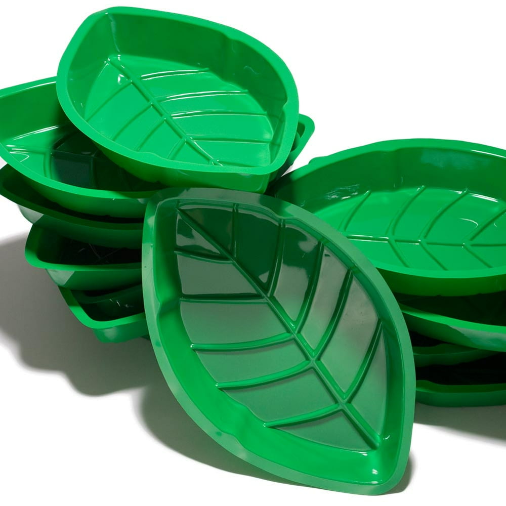 Vacuum Plastic Palm Leaf Serving Trays Party Supplies 12 Pieces