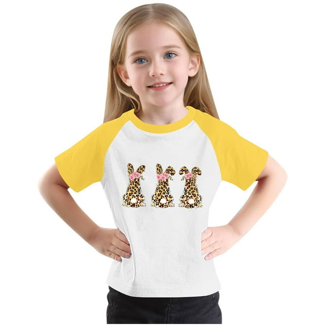 RXIRUCGD 2025 Vêtements d'Été pour Enfants Tout-Petits Garçons Filles Mode Mignon Col Rond Imprimé Manches Courtes Haut