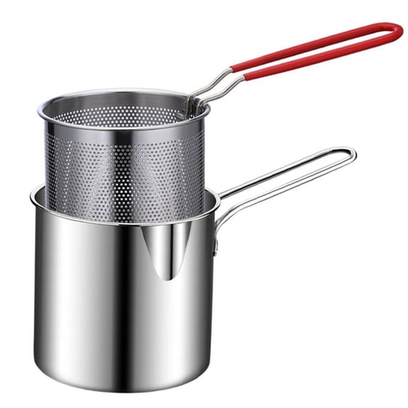 2024 TOP! Stainless Steel Deep Frying Pot Tempura French Fries Fryer with Strainer Chicken Fried Pans Kitchen Cooking Tool
