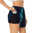thumbnail image 2 of Disketp Blue Marble And Gold Print Women's Shorts Workout Shorts for Athletic Gym Running Shorts with Phone Pockets X-Large, 2 of 8