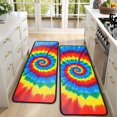 thumbnail image 4 of Kitchen Rugs Sets Of 2,Colorful Rainbow Tie Dye Spiral Pattern Anti Fatigue Kitchen Mat Rugs Non Slip Washable,Decorative Kitchen Floor Mats for Kitchen,Sink,Laundry,17"x47"+17"x47", 4 of 5