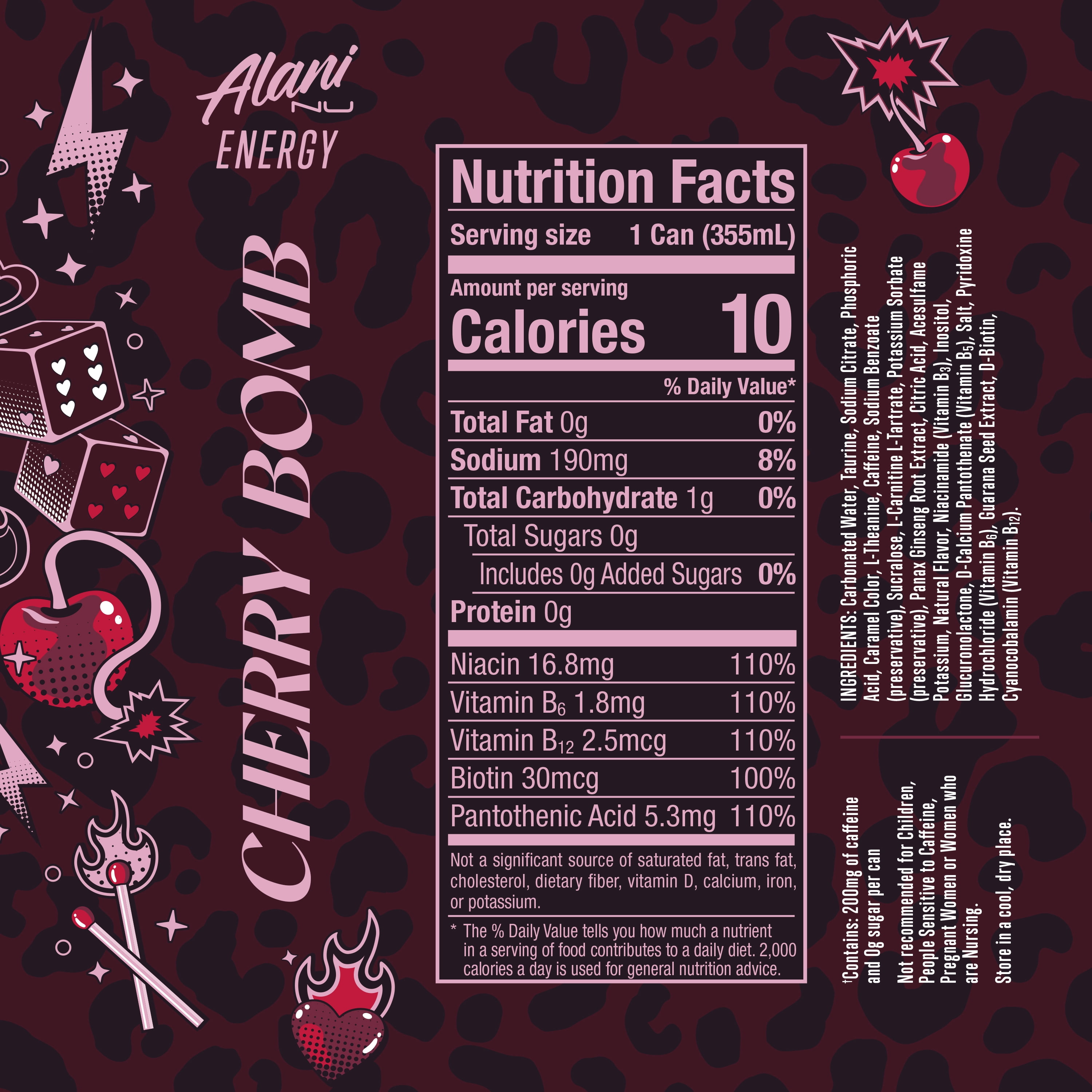 Alani Nu Energy Drink, Cherry Bomb 12 fl oz Single Can