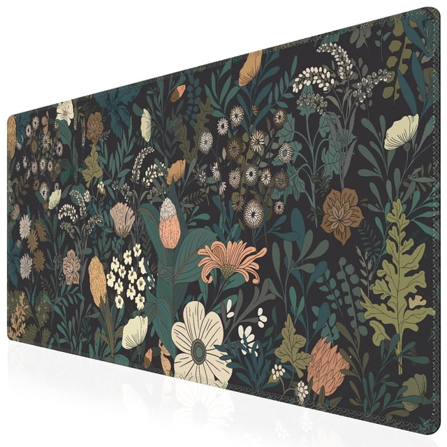 iCasso XXL Alfombrilla de Escritorio 90x40 cm Floral Antideslizante para Ratón