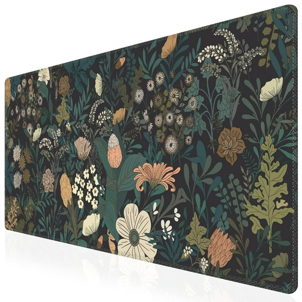 iCasso XXL Alfombrilla de Escritorio 90x40 cm Floral Antideslizante para Ratón