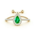 thumbnail image 2 of ANGARA Natural Floating Pear-Shaped Emerald Bolo Ring with Halo in 14K Yellow Gold for Women (Size-6x4mm) | May Birthstone, Birthday, Anniversary, Jewelry Gift for Women | Natural Emerald Ring, 2 of 8