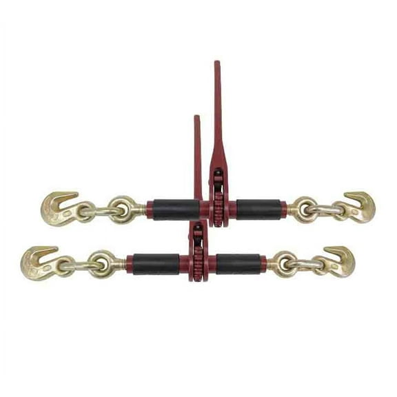 2 Pack 5/16" - 3/8" Ratchet Chain Binder w/Rubber Grips - 7100 lbs WLL Closed Body Ratchet Lever Load Binder - Tie Down Hauling Chain Binders for Flatbed Truck Trailer