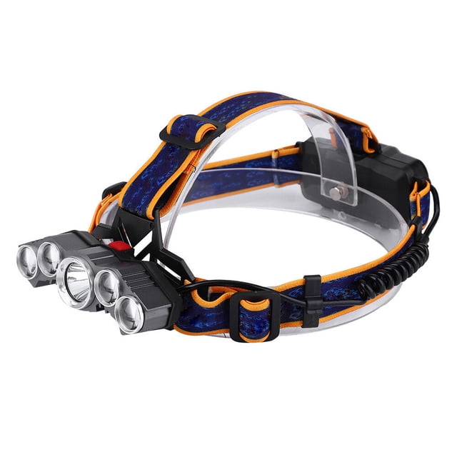 Lámpara de cabeza de cinco LED impermeable para exteriores de 20000 lm con carga USB para acampar, correr, pescar