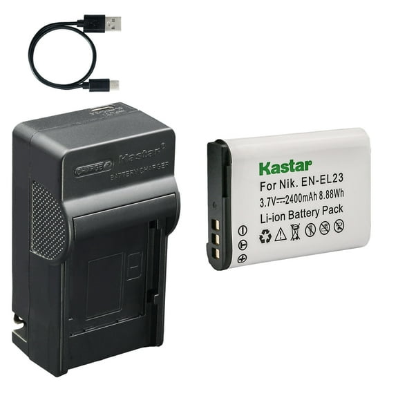 Kastar 1-Pack Battery and AC & USB-C Charger, Compatible with Nikon EN-EL23, Coolpix B700, P600, P610, P610s, P900, P900s, S810c, with MH-67 and MH-67P Charger Models