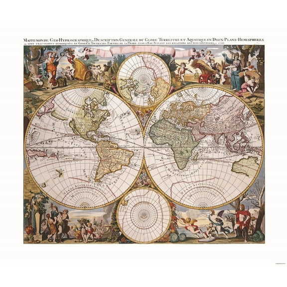 Historic Map - World Hydrographic - Valck - 27.05 x 23 - Vintage Wall Art