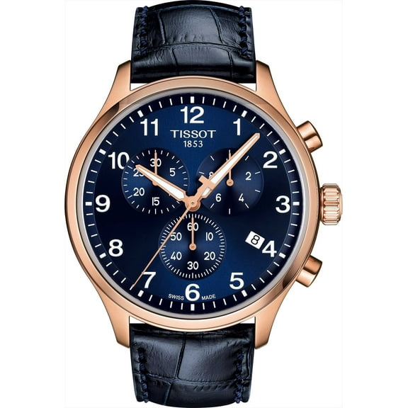 Tissot Chrono XL Classic Quartz Chronograph Blue Dial Leather Strap Men's Watch T116.617.36.042.00