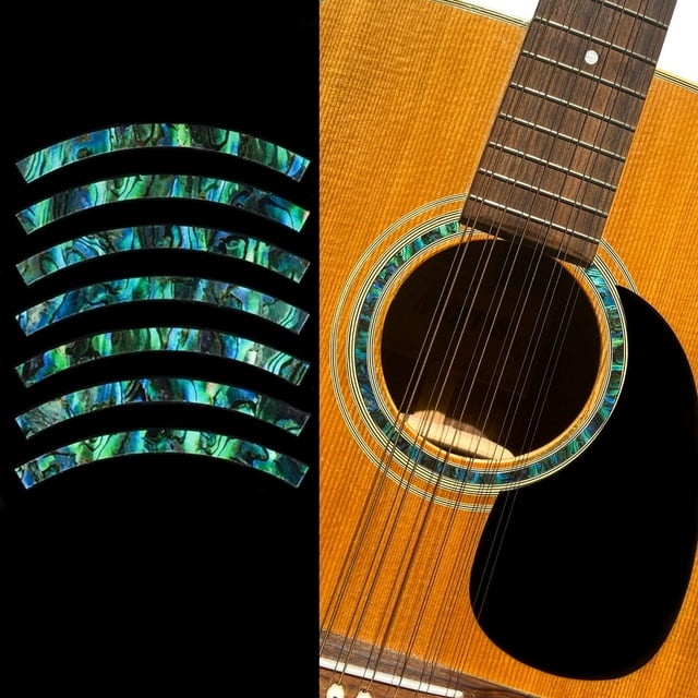 Pegatinas Con Incrustaciones Para Guitarras Acústicas - Roseta/Purfling Para Boca - Rayas - Verde Abulón