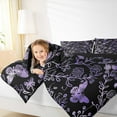 thumbnail image 4 of Manfei Rustic Flower Butterfly Queen Comforter Set,Natural Plant Bedding Sets,Purple Black Bedding Comforter Set For Girls,Microfiber Bedroom Decor Reversible,3-Piece, 4 of 8