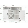 thumbnail image 2 of MHOM Farmhouse Coffee Bar Cabinet with Prower Outlets, Rustic Liquor Cabinet with Wine Rack, Wooden Wine Cabinet for Dining Room & Living Room, White, 2 of 7