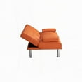 thumbnail image 2 of Modern Orange Leather 67" Sofa Bed with Double Fold and Coffee Table, 2 of 12