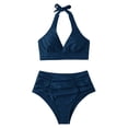 thumbnail image 3 of GZWYHT Bathing Suit for Women Tankini Swimsuits for Women High Waisted Bikini Set For Women Two Vintage Swimsuit Bathing Suit With Bottom Womens Swimsuits Women Beach Fashion Navy XL, 3 of 3