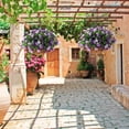 thumbnail image 3 of Artificial Flowers Hanging Basket for Outdoor Indoor, Fake Orchid Flowers in Coconut Lining Hanging Basket for Home Courtyard Decoration, 5 Branches Flowers in '' Basket(Blue), 3 of 5