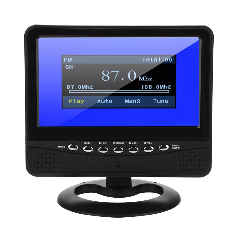 7 inch Car LCD Portable Analog PAL/NTSC/SECAM Monitor AV Port FM Radio+TV Stand
