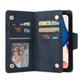 thumbnail image 5 of SaniMore for iPhone 14 6.1" 2022 Case, PU Leather 2 in 1 Zipper Wallet Removeable Wrist Strap Card Slots Cash Pocket Kickstand Shockproof Anti-fall Full Protective Shell For iPhone 14, Blue, 5 of 15