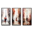 thumbnail image 2 of Designart "Vintage Paris Couple in Love with Eiffel Tower V" City Paris Framed Wall Art Set Of 3 - Red Paris Frame Canvas Set For Living Room Decor, 2 of 6