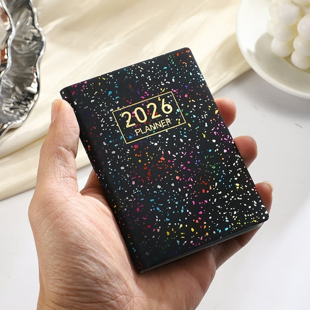 Djiypn Small Pocket Notebook A7 Mini Planner - 128 Pages 3x4 Inch Pocket Calendar Planner for Women Men Home Office Supplies - Daily Planner Notebook