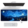 thumbnail image 2 of 1pc Creative Van Gogh Starry Sky Village Large Game E-sports Computer Oversized Extended Thickened Mouse Pad Desktop Mat Table Mat Non-slip Mouse Pad Washable Rubber Material Mouse Pad, 2 of 10