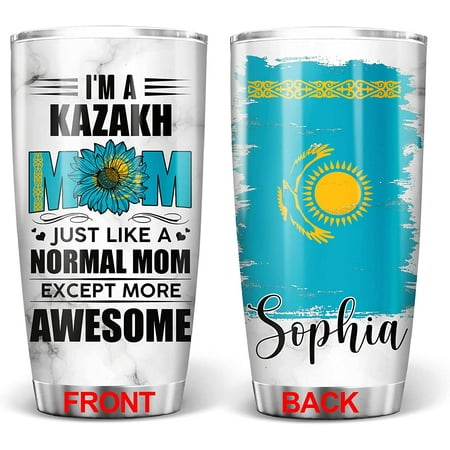 

Kazakh Tumbler I‘m A Kazakh Mom Just Like A Normal Mom Tumblers Kazakh Flag Lover Mothers Day Gift From Daughter Son For Mother Grandma Stainless Steel Coffee Cup 20oz