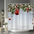 thumbnail image 3 of Christmas Bauble Shower Curtain Set Red Baubles Green Pine Tree Ribbon Coniferous Xmas Decorative Shower Curtains with Hooks for Bathroom Bathtubs Waterproof Fabric Polyester 72x72 Inches, 3 of 6