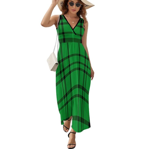 Geometric Grid Vestido Sin Mangas Para Mujer, Traje De, Ropa De Cumpleaños, Verano